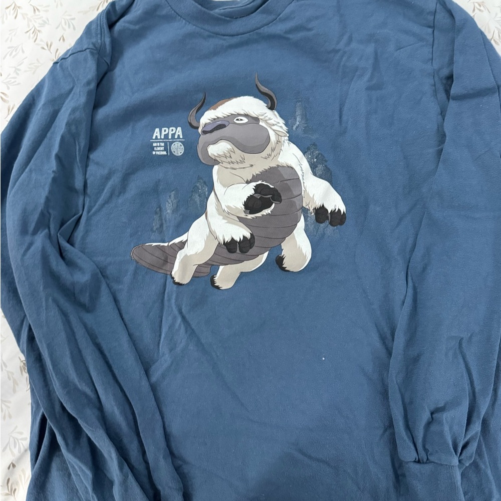 Blue Long Sleeve Shirt with Appa Graphic